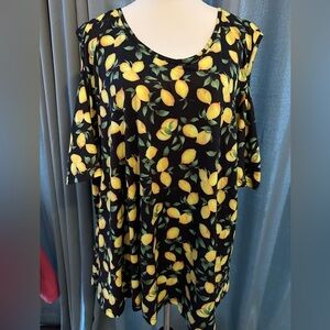 Gorgeous Allegrace flowy lemon top, sz 4X Off Shoulder